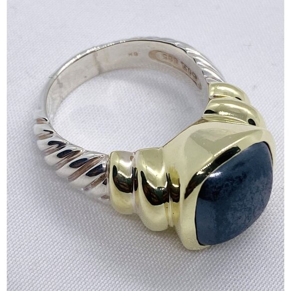 David Yurman 14K Gold & Sterling Silver Noblesse Hematite Ring READ - Picture 2 of 10